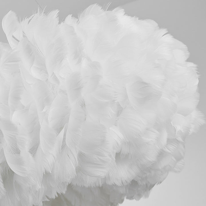 Modern Circular Chandelier Lights Feather Chandelier Light Fixture in White