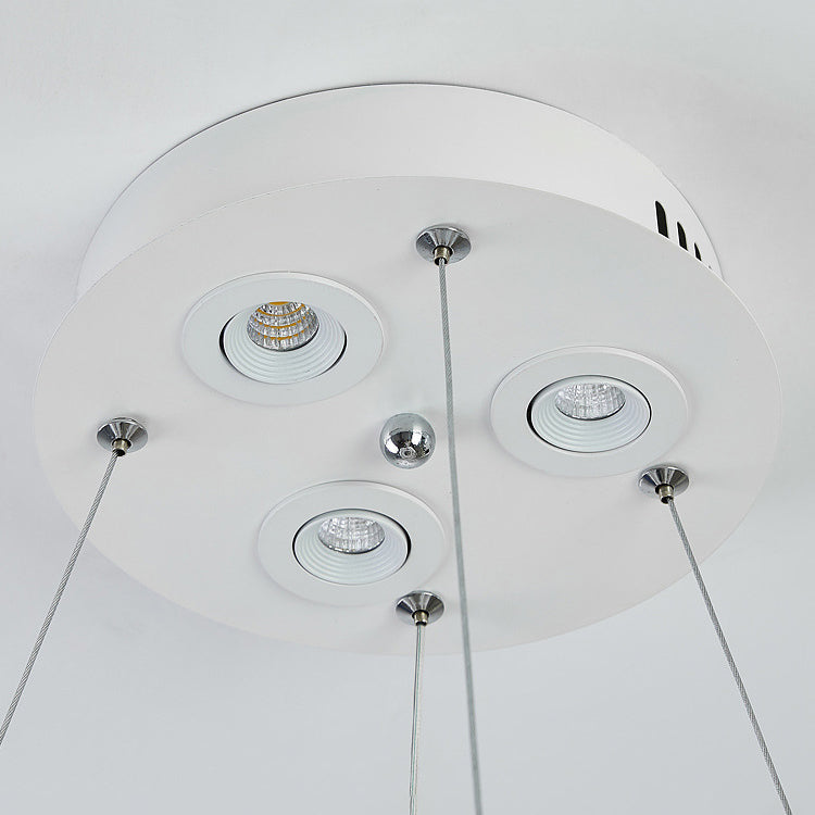 Moderne kreisförmige Kronleuchterleuchten Federleuchterleuchte in Weiß