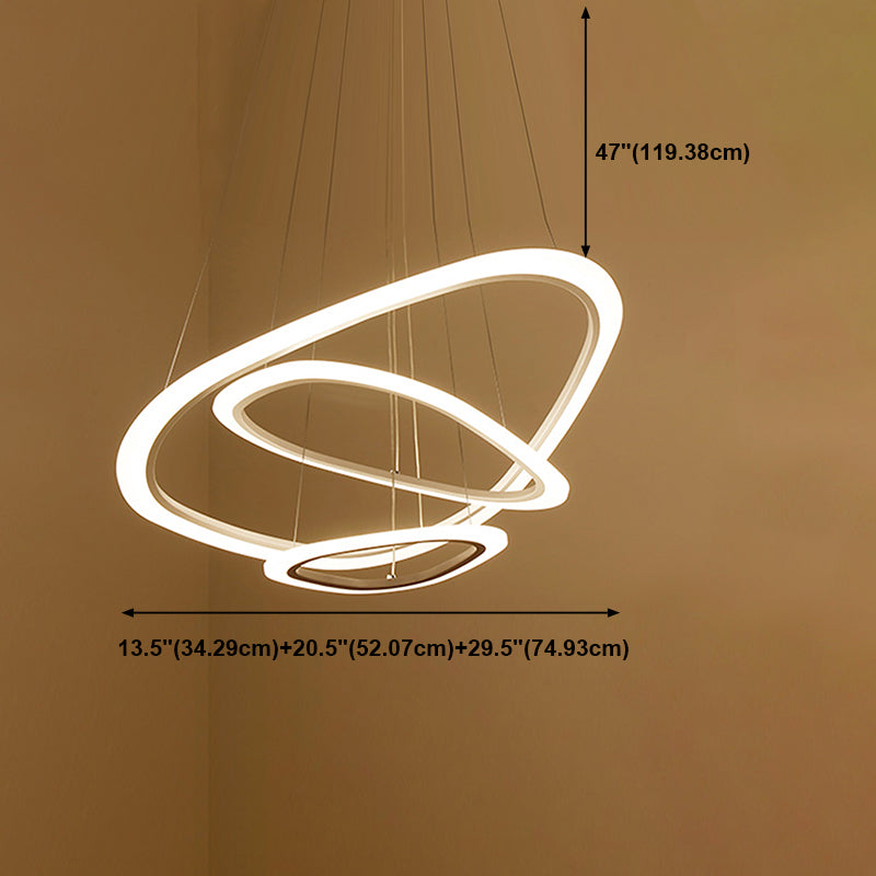 Luces de lámpara multicapa contemporánea Luz de araña de metal Luz en blanco