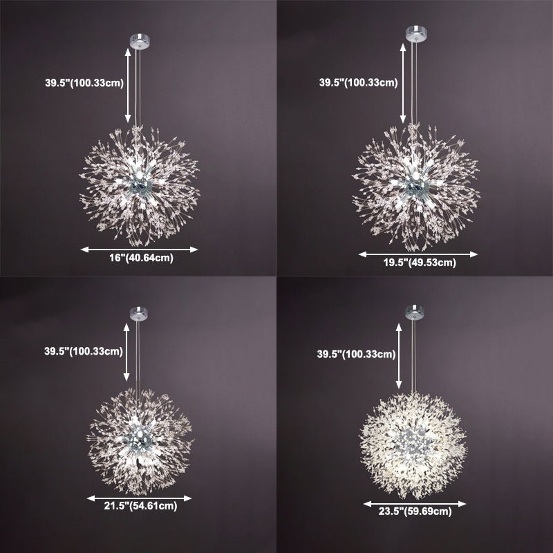 Lámpara de lámpara de forma de globo de forma nórdica lámpara de araña de luciérnagas para sala de estar