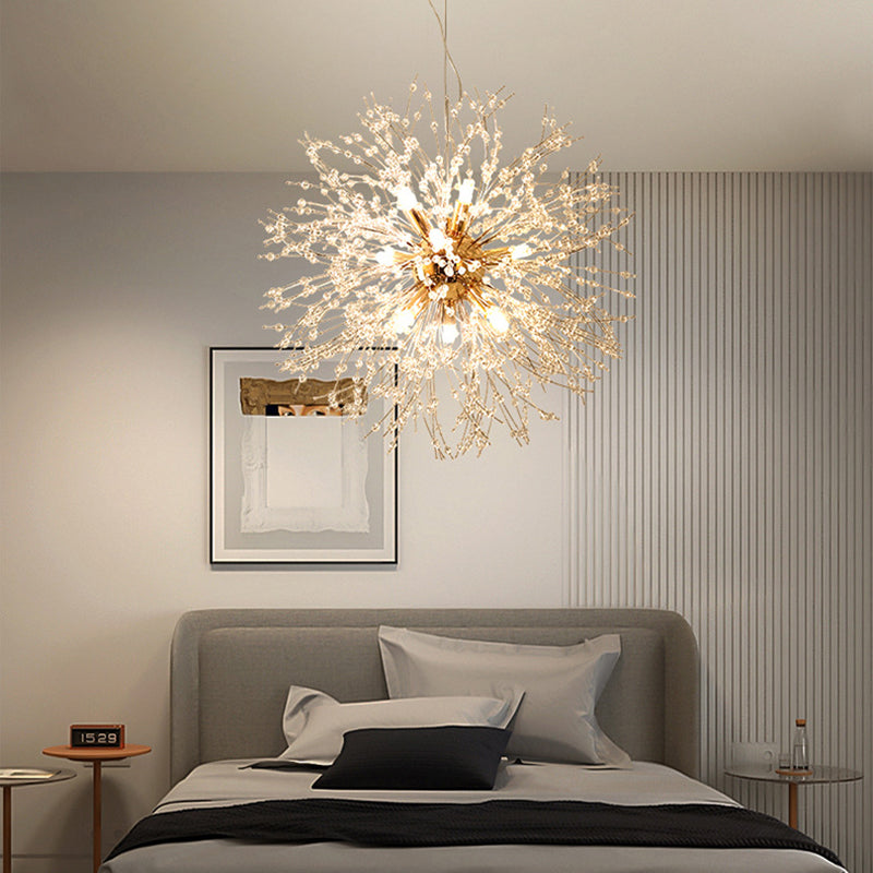 Lámpara de lámpara de forma de globo de forma nórdica lámpara de araña de luciérnagas para sala de estar