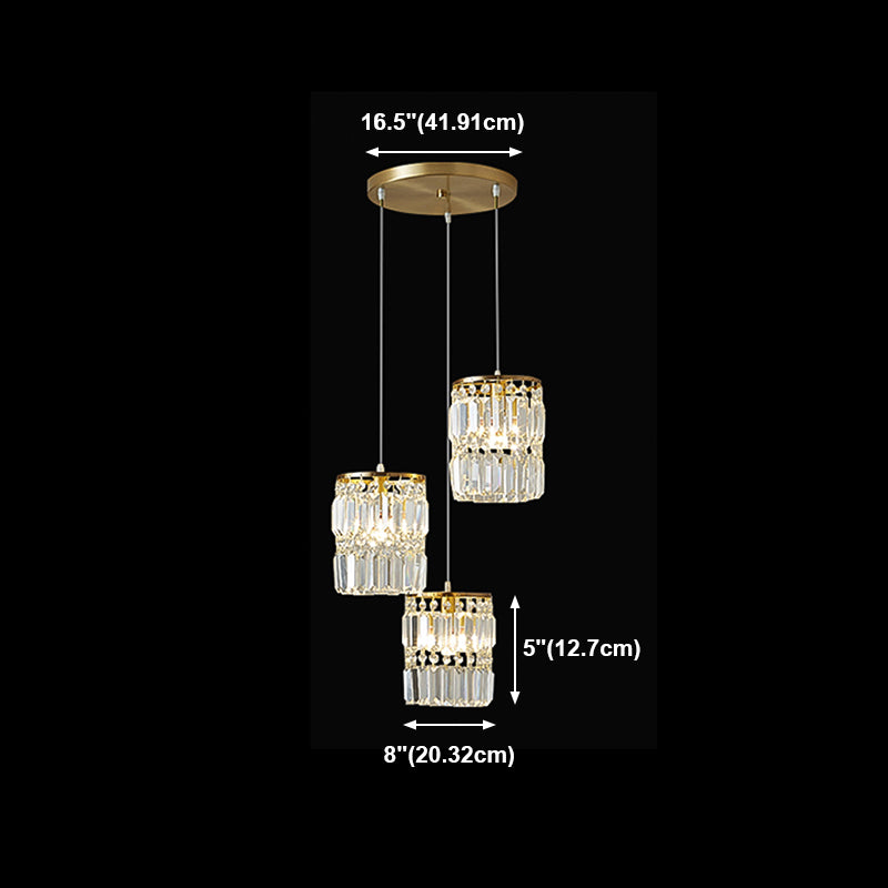 Illuminazione a sospensione di tonalità cilindrica Lampada sospesa in cristallo moderno