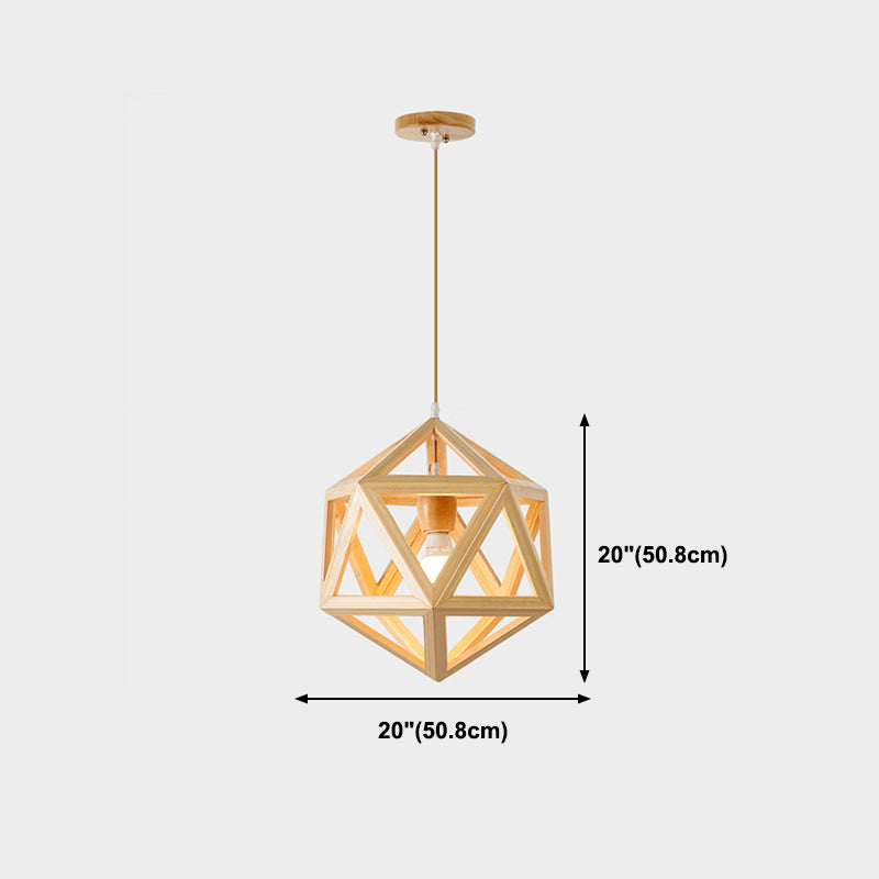 Unique Shade Hanging Lighting Modern Style Rubber Wood 1 Light Hanging Lamp for Bedroom