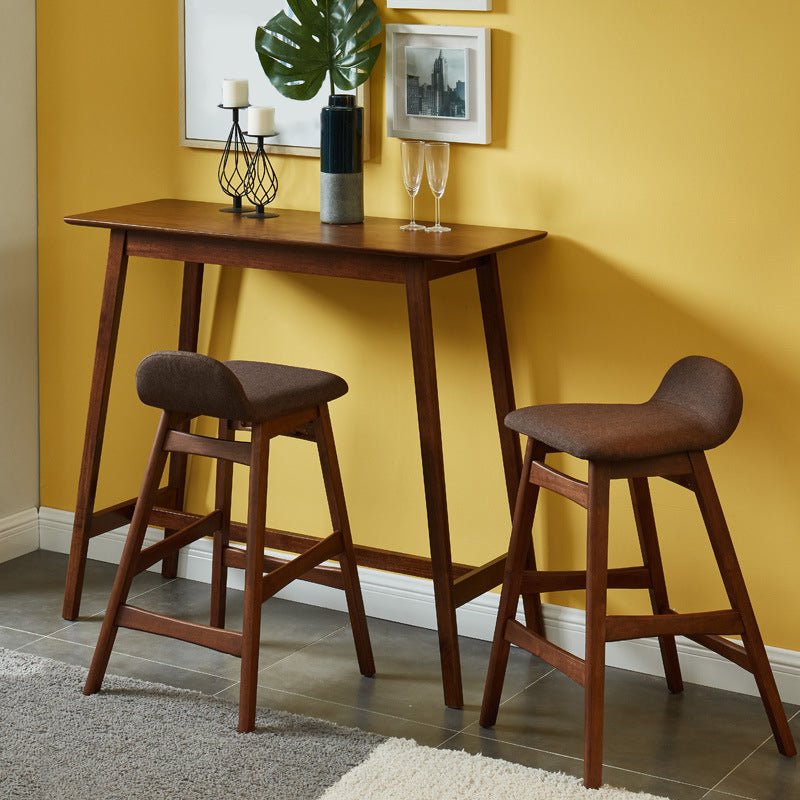 Solid Wood Bar Dining Table Contemporary Bar Table with Brown Base