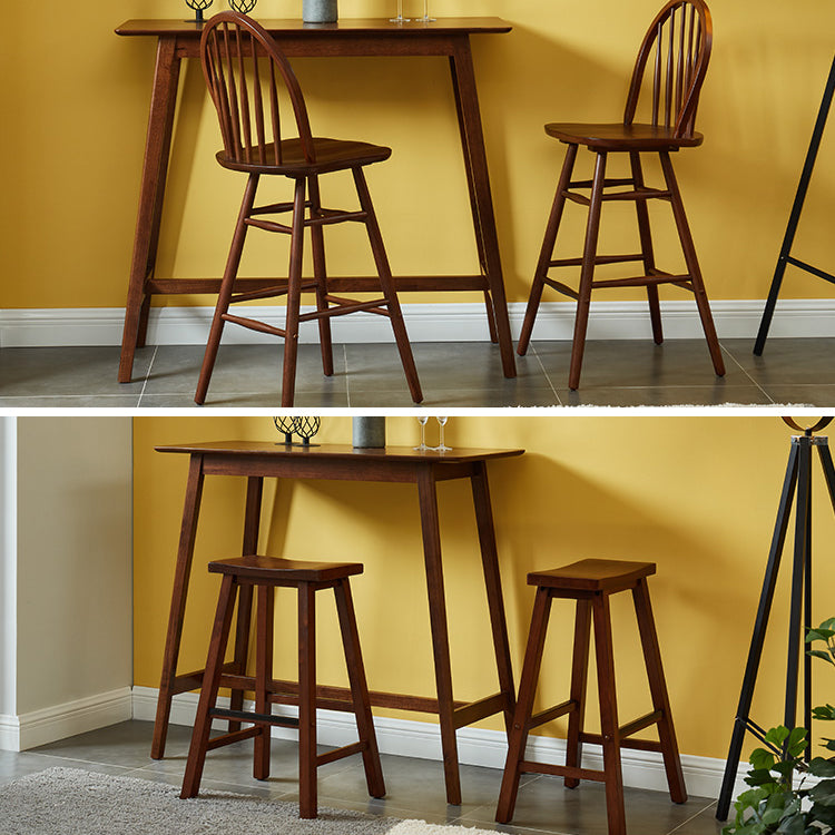 Solid Wood Bar Dining Table Contemporary Bar Table with Brown Base