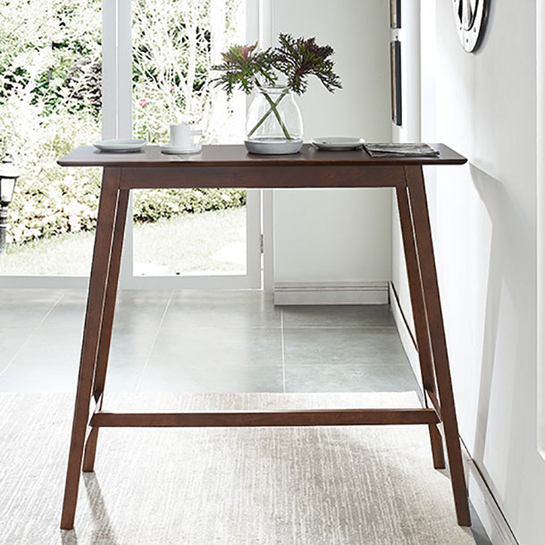 Solid Wood Bar Dining Table Contemporary Bar Table with Brown Base