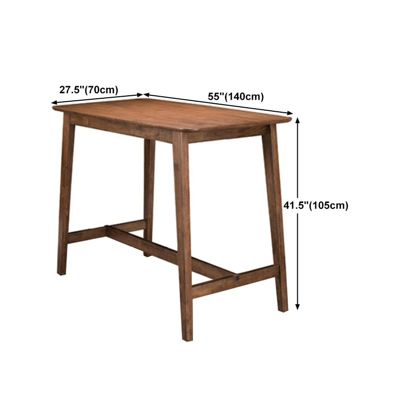 Solid Wood Bar Dining Table Contemporary Bar Table with Brown Base