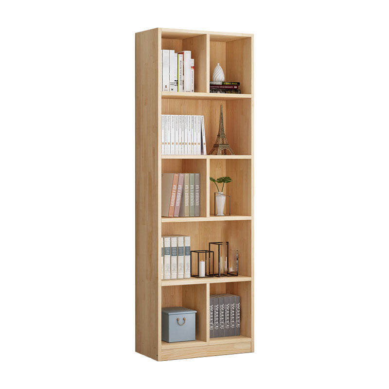 Scandinavian Vertical Standard Bookshelf Natural Pine Wood Bookshelf for Home