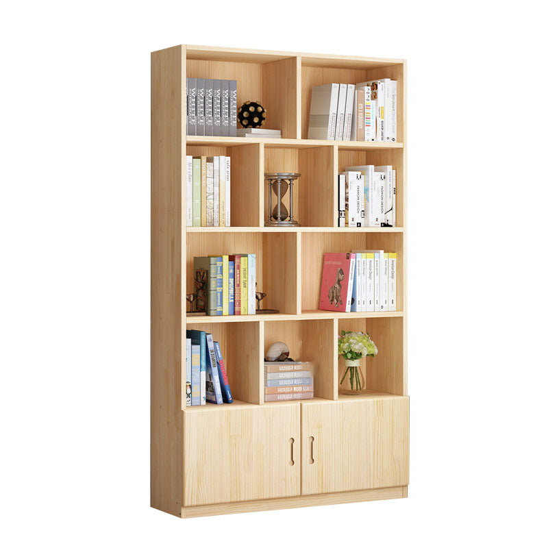 Scandinavian Vertical Standard Bookshelf Natural Pine Wood Bookshelf for Home