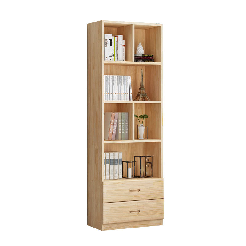 Scandinavian Vertical Standard Bookshelf Natural Pine Wood Bookshelf for Home