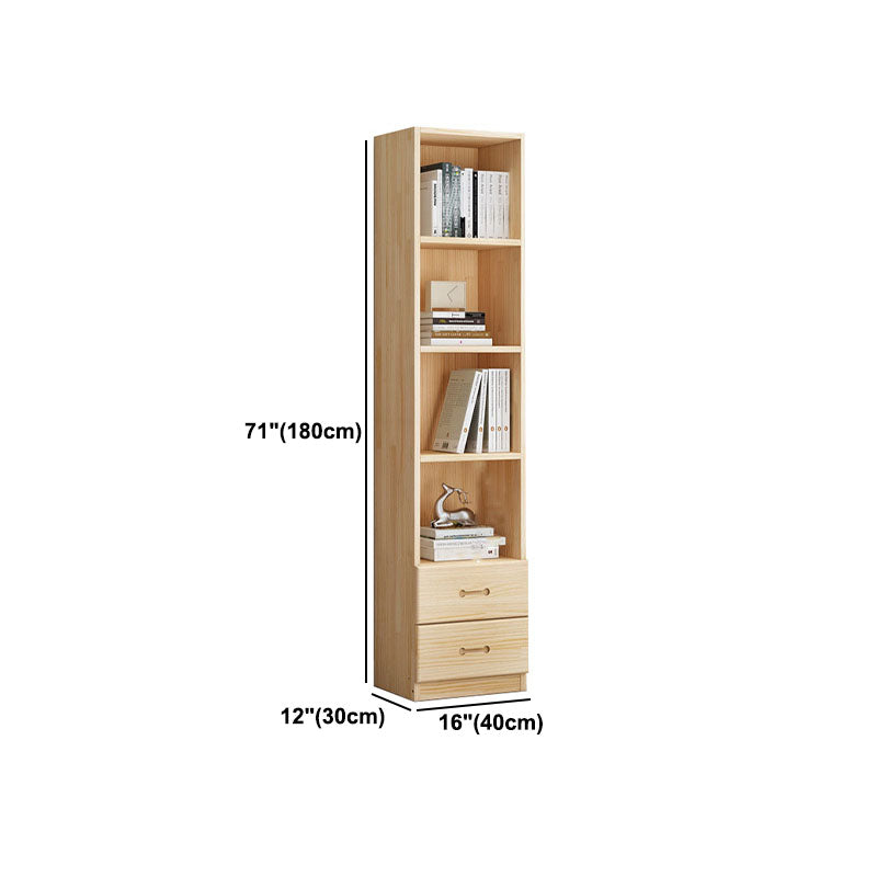 Scandinavian Vertical Standard Bookshelf Natural Pine Wood Bookshelf for Home