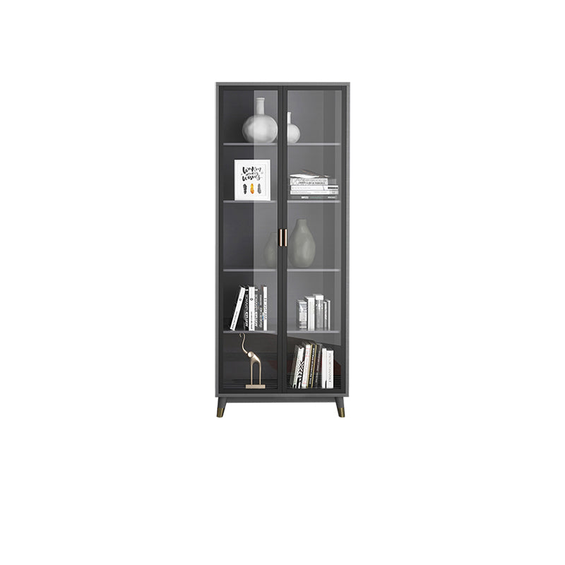 Manufactured Wood Glam Standard Bookcase Closed Back Bookcase with Glass Door