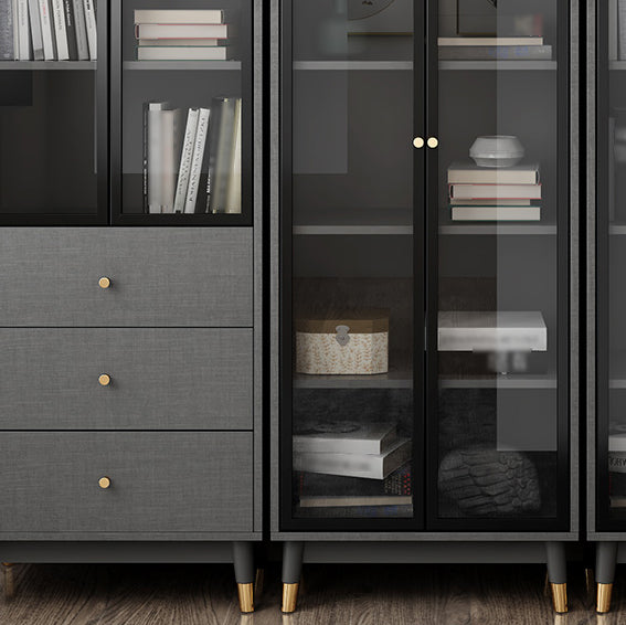 Manufactured Wood Glam Standard Bookcase Closed Back Bookcase with Glass Door