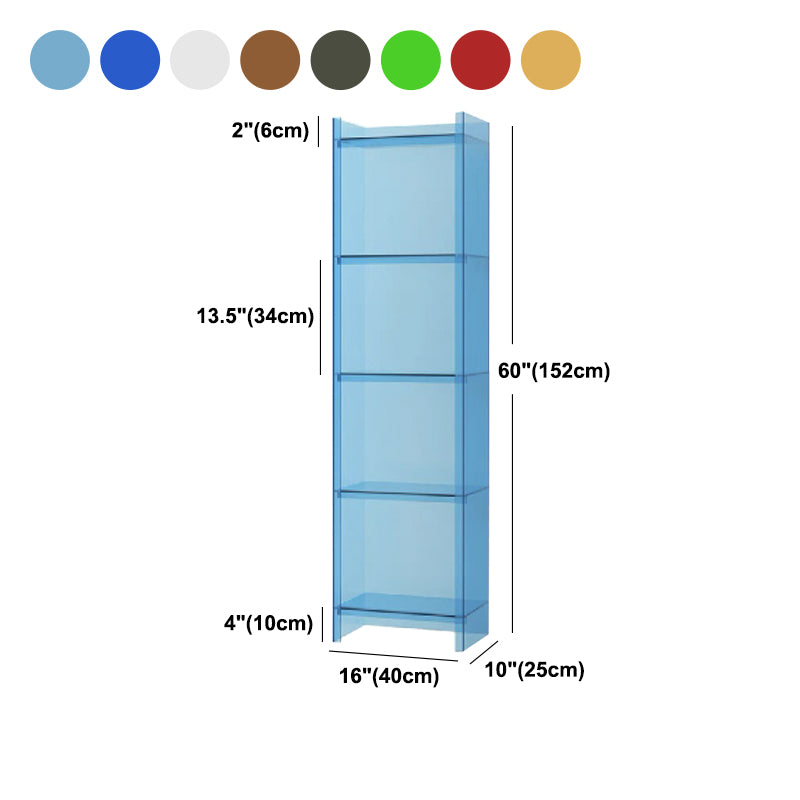 10"W Bookshelf Glam Style Closed Back Acrylic Bookcase for Office and Study Room