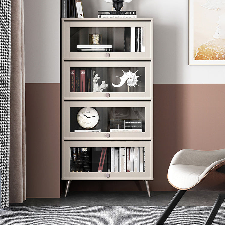 Libreria verticale standard glam in legno fabbricato con porte di vetro