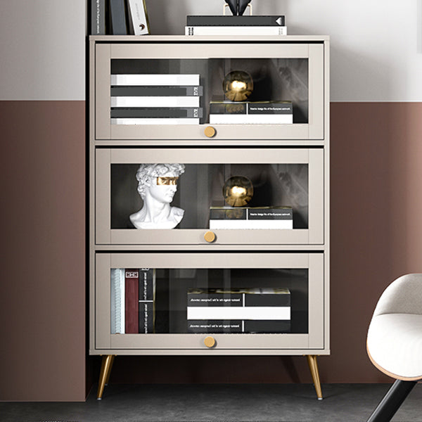 Libreria verticale standard glam in legno fabbricato con porte di vetro