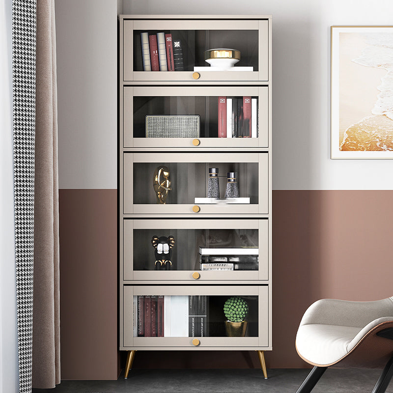 Libreria verticale standard glam in legno fabbricato con porte di vetro