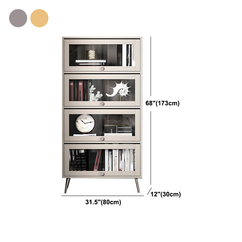 Libreria verticale standard glam in legno fabbricato con porte di vetro