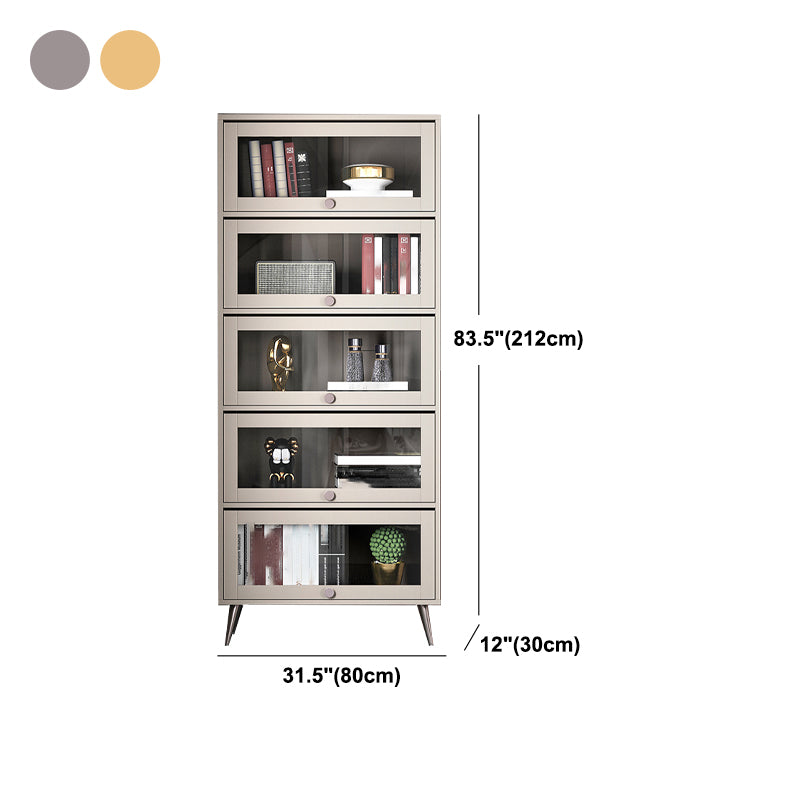 Libreria verticale standard glam in legno fabbricato con porte di vetro