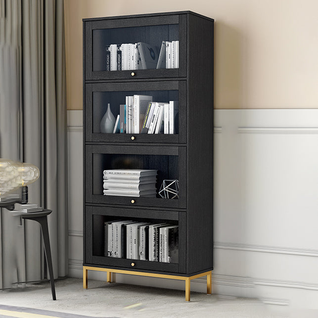 Glam Vertical Standard Bookcase Manufactured Wood Bookcase with Glass Doors