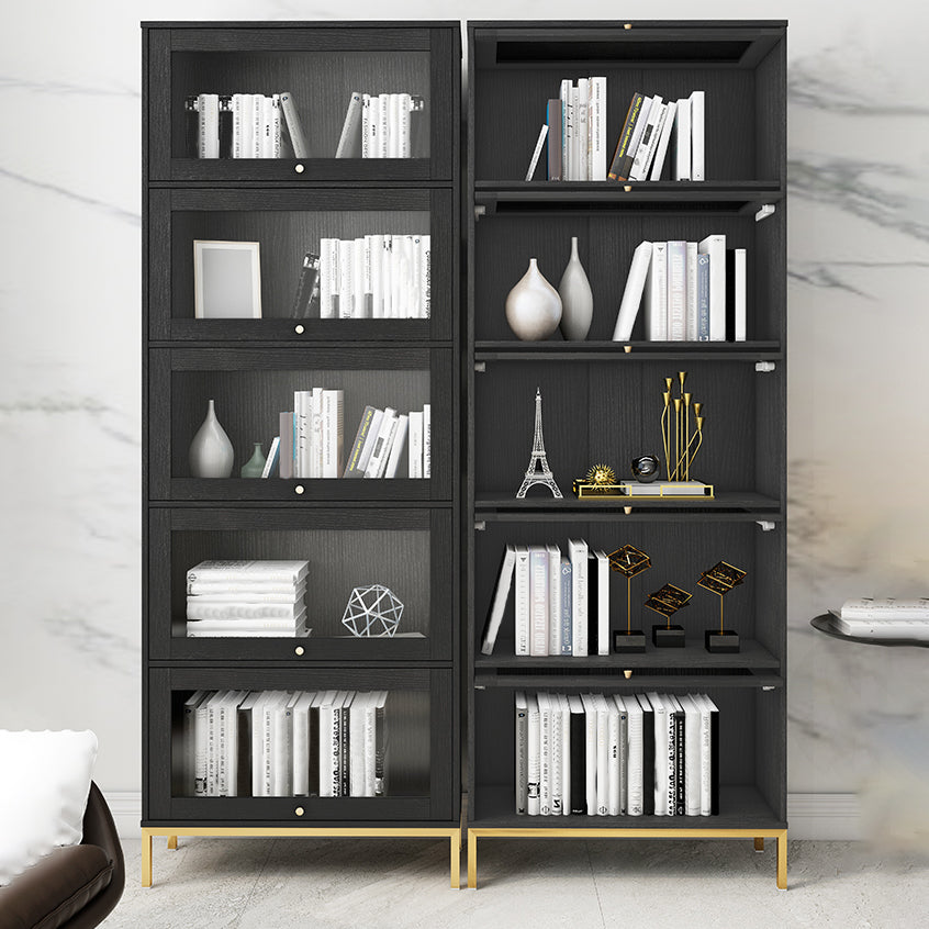 Glam Vertical Standard Bookcase Manufactured Wood Bookcase with Glass Doors