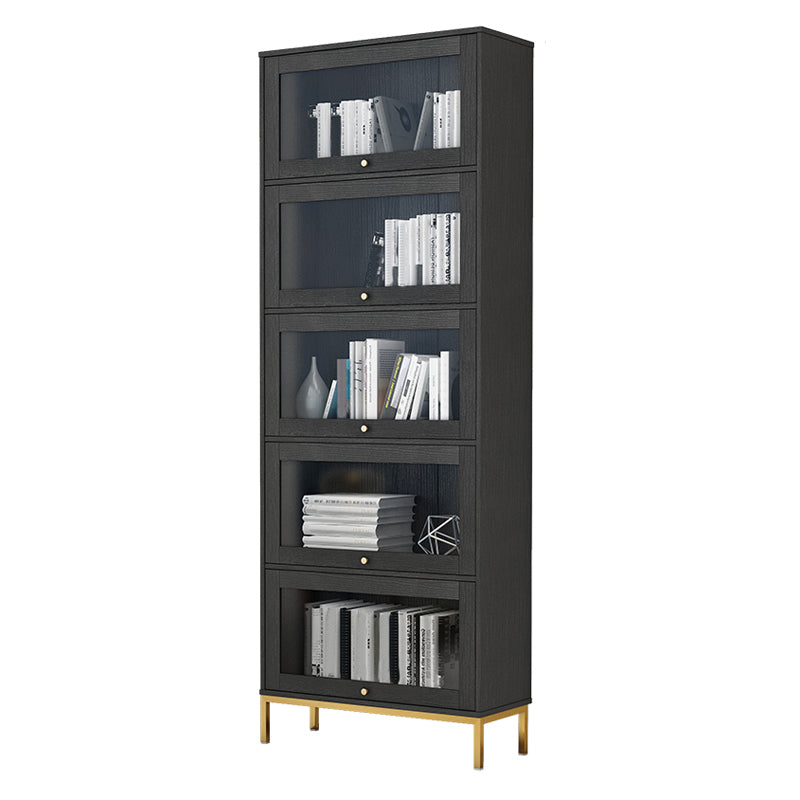 Glam Vertical Standard Bookcase Manufactured Wood Bookcase with Glass Doors