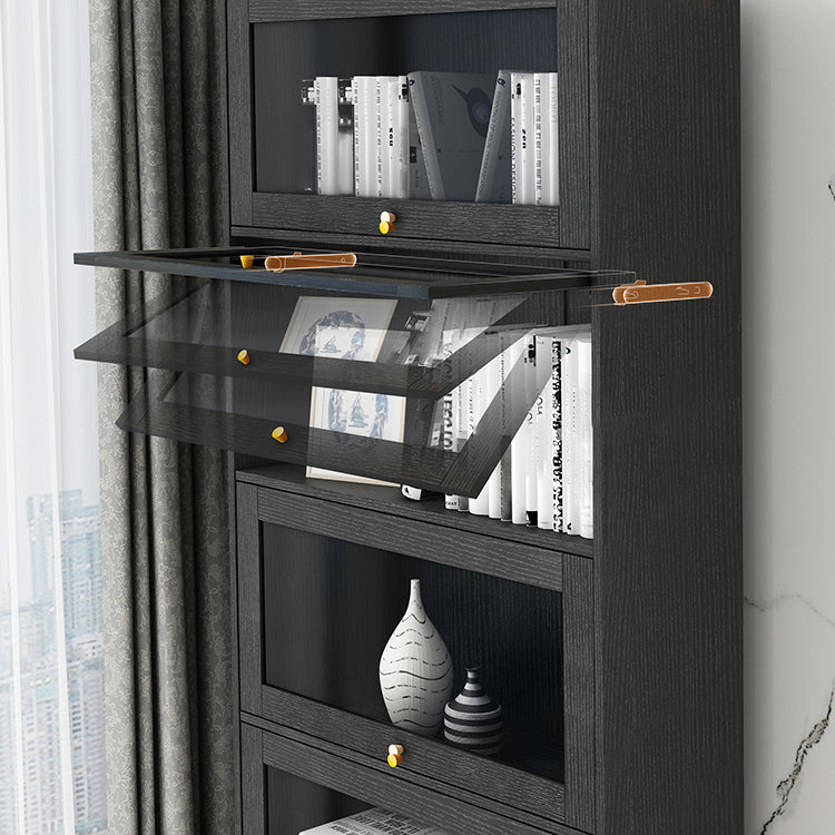 Glam Vertical Standard Bookcase Manufactured Wood Bookcase with Glass Doors