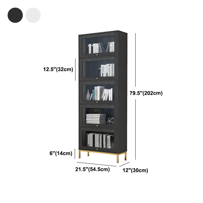 Glam Vertical Standard Bookcase Manufactured Wood Bookcase with Glass Doors