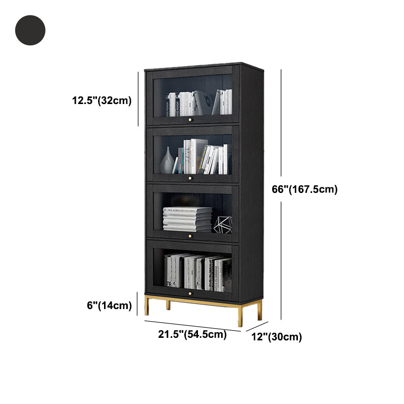 Glam Vertical Standard Bookcase Manufactured Wood Bookcase with Glass Doors