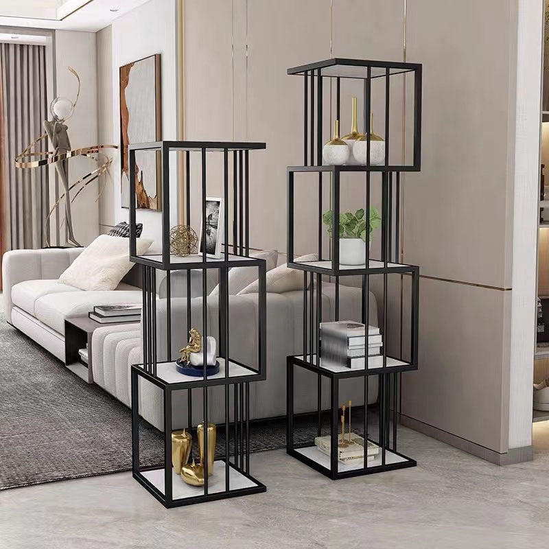 Open Vertical Etagere Bookshelf Industrial Iron Frame Manufactured Wood Shelf Bookshelf