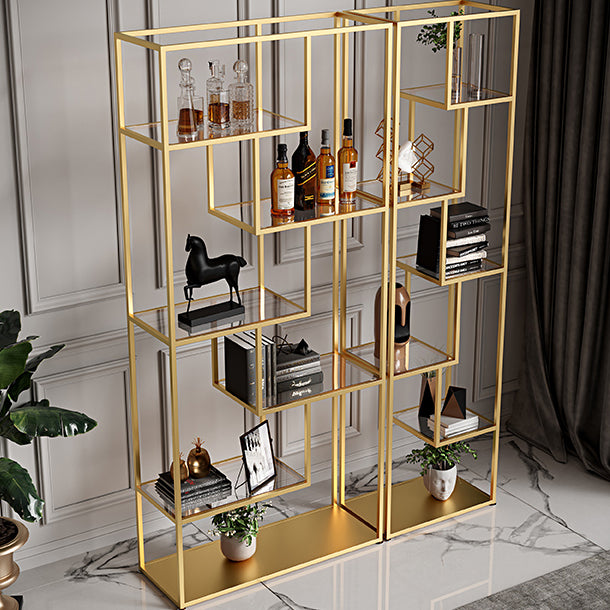 Libreria etagere industriale aperta verticale telaio di ferro invalido scaffale in vetro