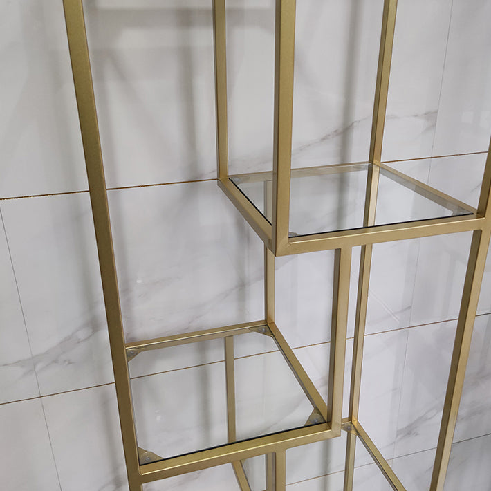 Libreria etagere industriale aperta verticale telaio di ferro invalido scaffale in vetro