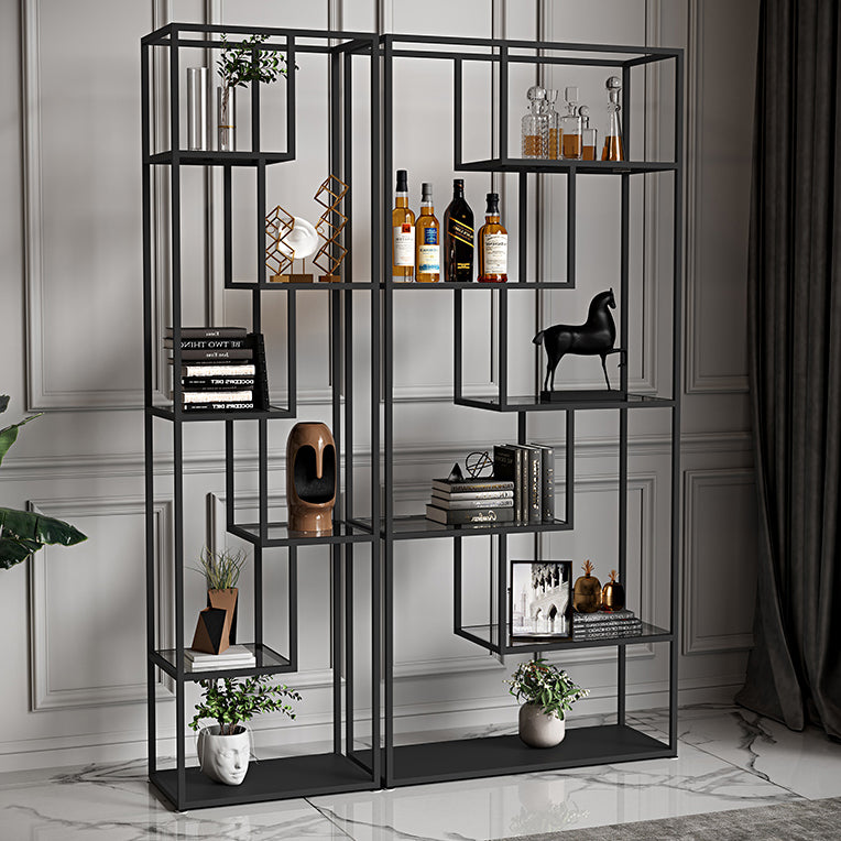 Libreria etagere industriale aperta verticale telaio di ferro invalido scaffale in vetro