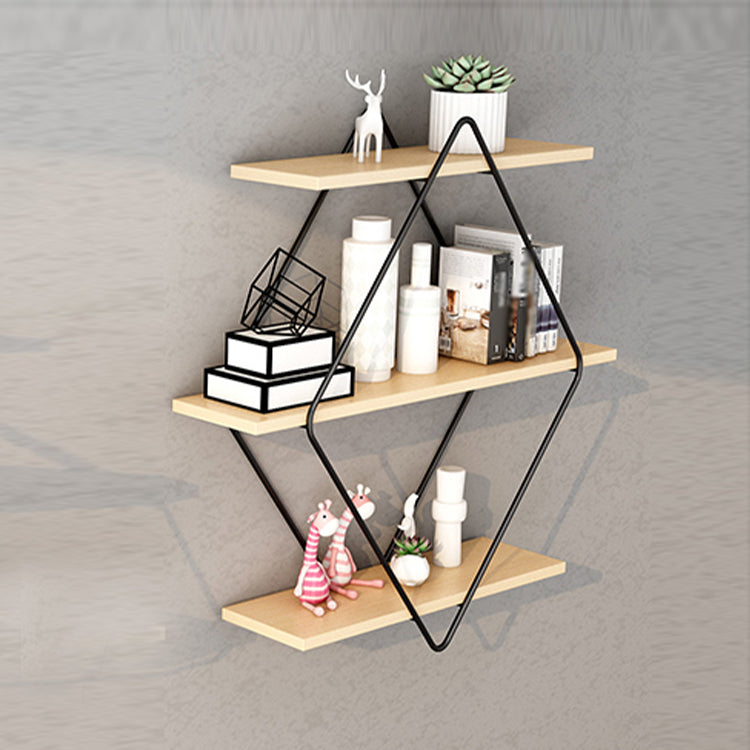 Libreria montata a parete industriale Black Iron Frame Pine Shelf Shelf per soggiorno