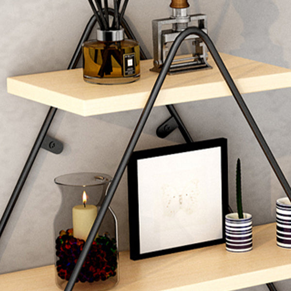 Libreria montata a parete industriale Black Iron Frame Pine Shelf Shelf per soggiorno