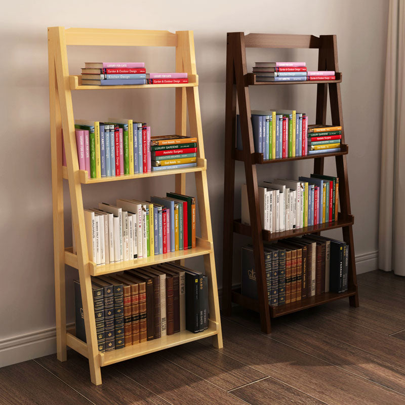 4-Shelf-Gummi-Holzleiter-Bücherregal moderne vertikale Bücherregal für Zuhause