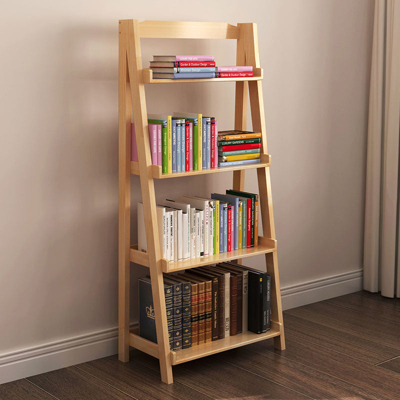 4-Shelf-Gummi-Holzleiter-Bücherregal moderne vertikale Bücherregal für Zuhause