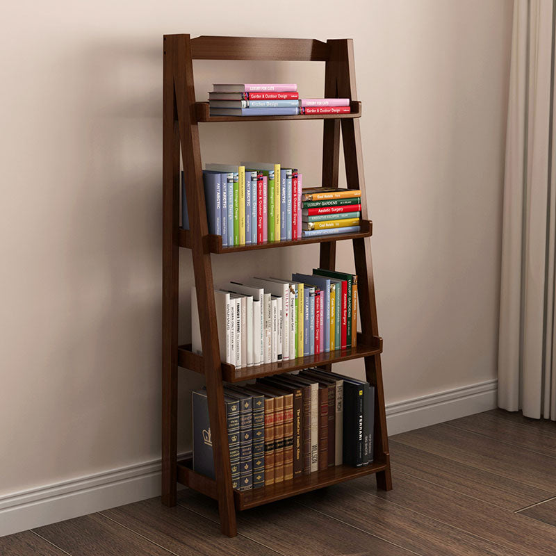 4-Shelf-Gummi-Holzleiter-Bücherregal moderne vertikale Bücherregal für Zuhause