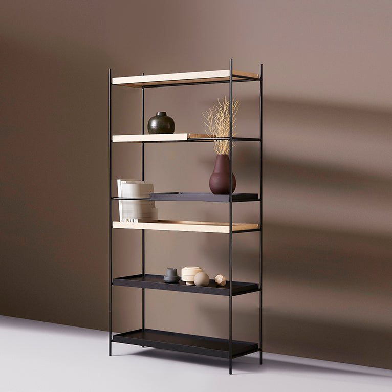 Libreria in stile contemporaneo libreria aperta nera per la sala da studio