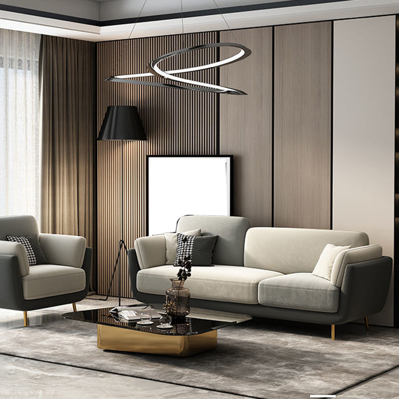 Polish Finish Sofa Flared Arm Sofa for Living Room and Bonus Room