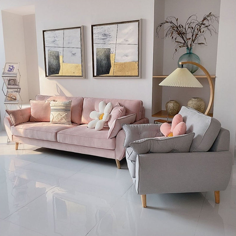 34.64"H Scandinavian Microfibe Pillow Top Arm Solid Color Tufted Sofa for Apartment