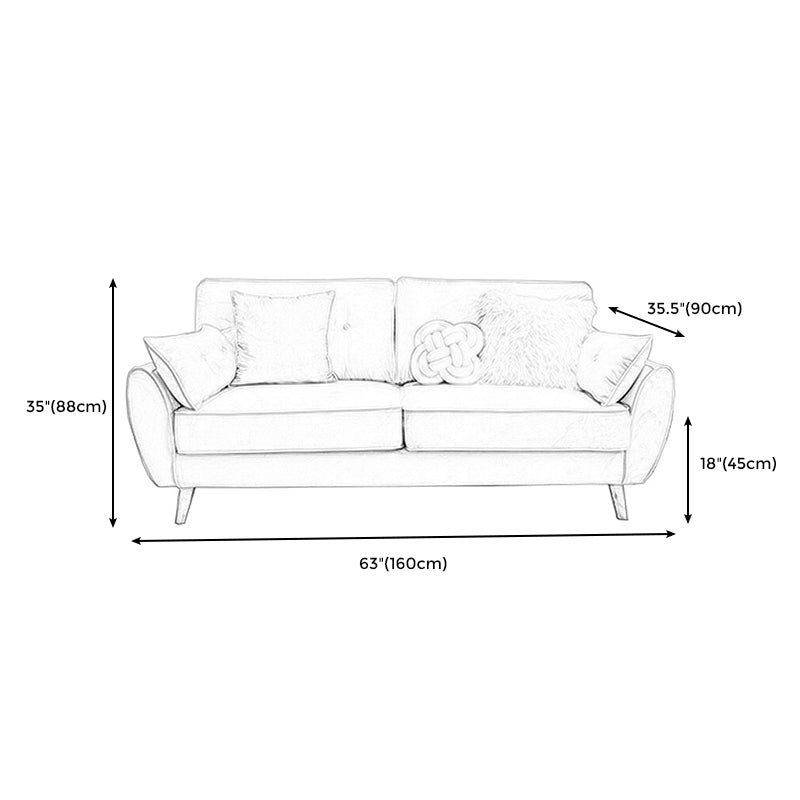 34.64"H Scandinavian Microfibe Pillow Top Arm Solid Color Tufted Sofa for Apartment