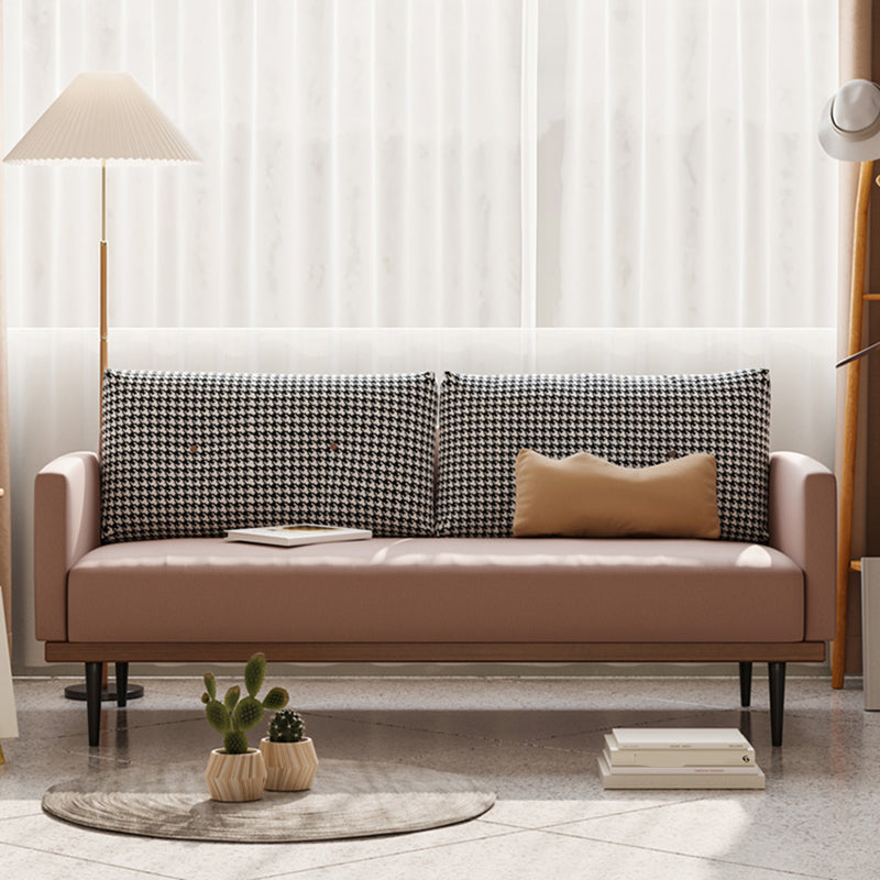 Square Arm Sofa Sofa 31.5" D x 29.53" H Faux Leather/Linen Sofa
