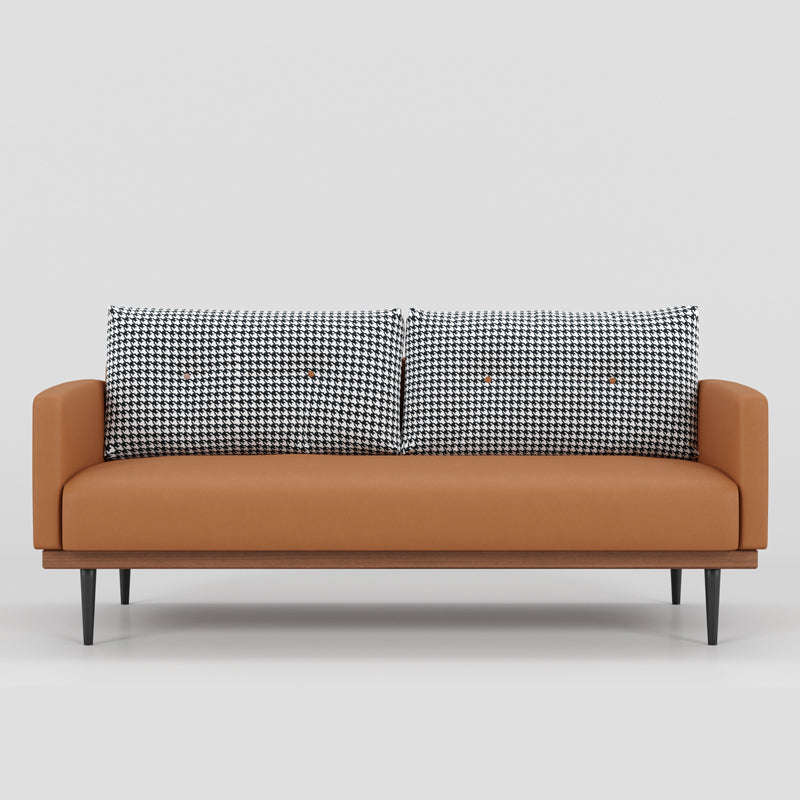 Square Arm Sofa Sofa 31.5" D x 29.53" H Faux Leather/Linen Sofa
