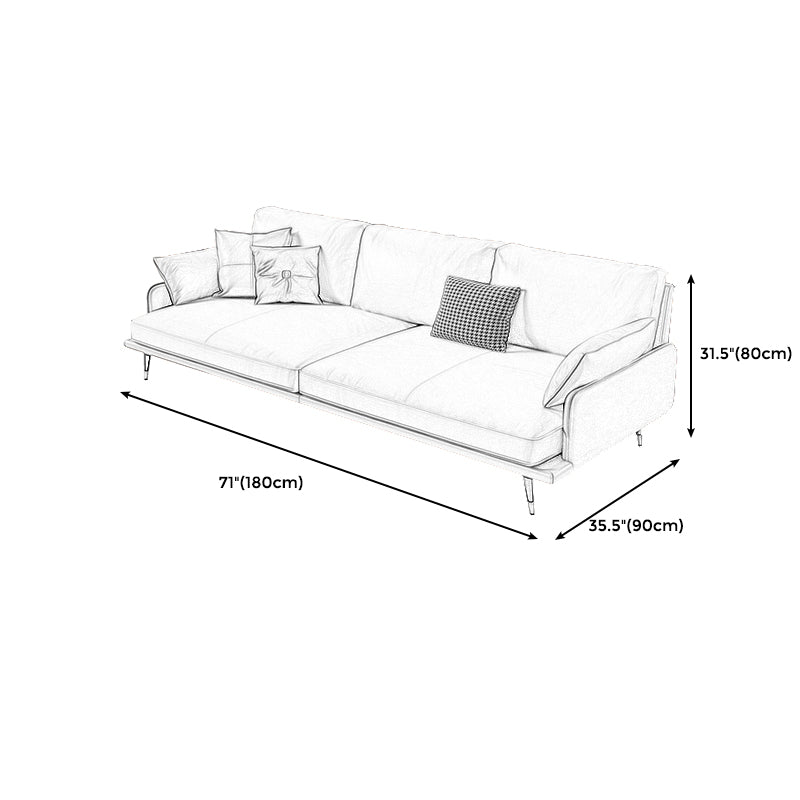 Modern Sofa with Bolster Pillows 31.5"High Square Arm Sofa with Hair Pin Legs, Dark Brown
