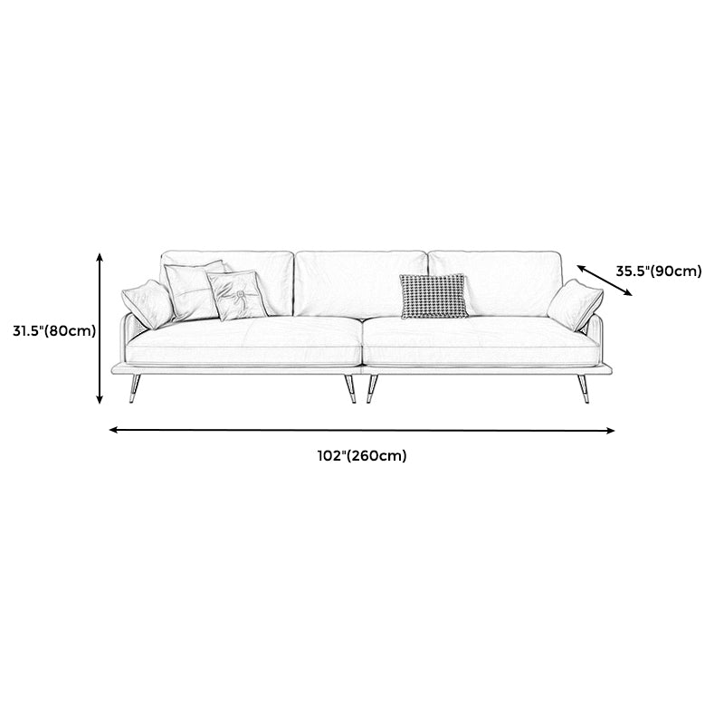 Modern Sofa with Bolster Pillows 31.5"High Square Arm Sofa with Hair Pin Legs, Dark Brown
