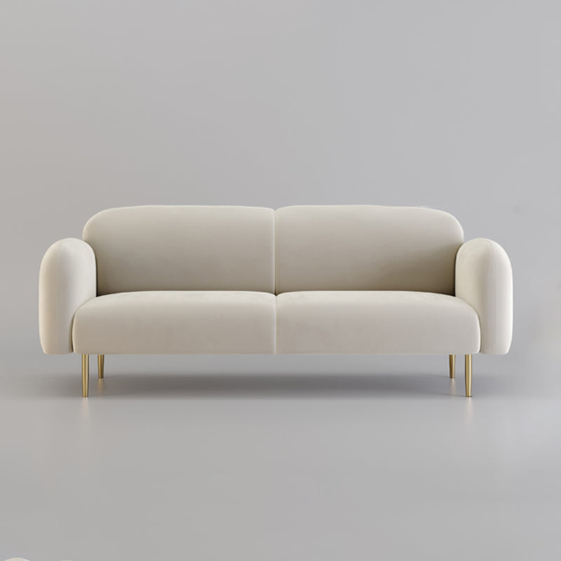 Velvet Modern Standard Sewn Pillow Back Sofa 27.5"W Square Arm with Bolster Pillows
