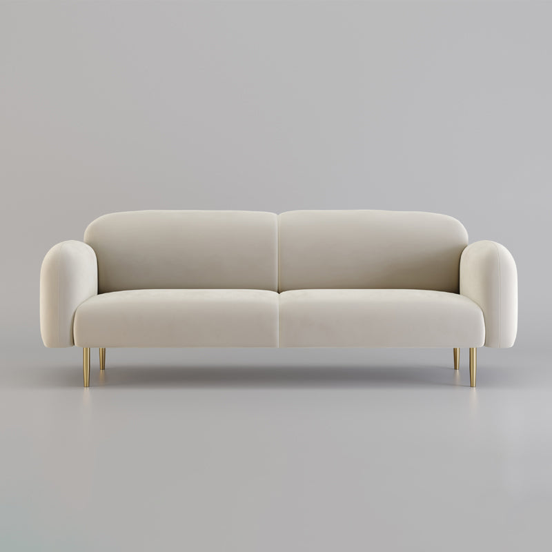 Velvet Modern Standard Sewn Pillow Back Sofa 27.5"W Square Arm with Bolster Pillows