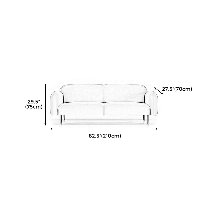 Velvet Modern Standard Sewn Pillow Back Sofa 27.5"W Square Arm with Bolster Pillows
