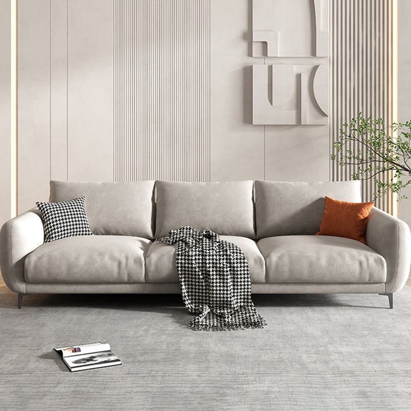 Velvet Modern Standard Sofa 35.5"W Square Arm Sofa with Bolster Pillows for Living Room